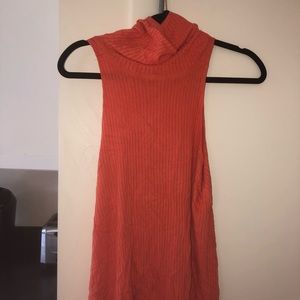 Free people flowy orange top turtleneck